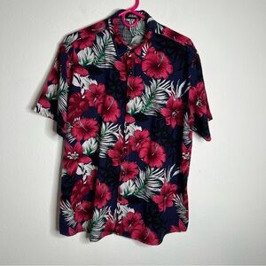 Jogal Hawaiian Shirt Men Button Up Collared Short Sleeves Multicolor Size L